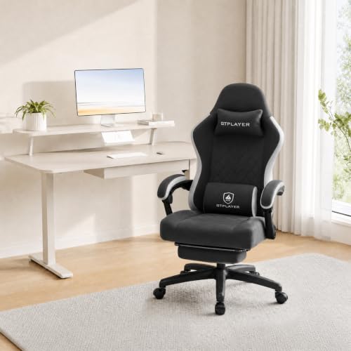 Image of GTPLAYER Gaming Chair, Computer Office Chair with Pocket Spring Cushion, Linkage Armrests and Footrest, High Back Ergonomic Computer Chair with Lumbar Support Task Chair with Footrest(Black)