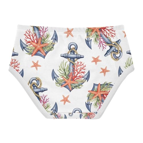 Watercolor Anchors Coral Toddler Underwear Girls, Cotton Girls Underwear, 2T–8 Years2