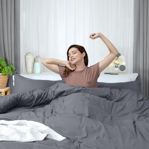 Utopia Bedding Duvet Cover Full Size - 3 Piece with Zipper Closure - 1 Comforter Cover 80X90 Inches & 2 Pillow Shams 20X26 Inches (Pack of 10, Grey) Comforter Not Included