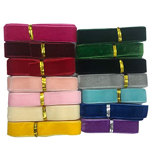 Image of 14 Yards Velvet Ribbon Spool for Headband DIY Craft (Multi-Color, 5 /8 inch)