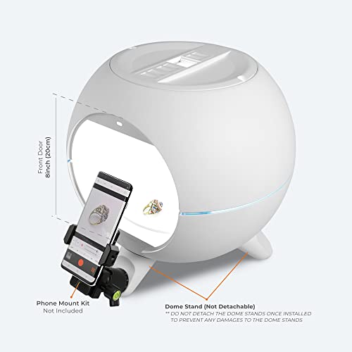 Image of Foldio 360˚ Smart Dome | Automatic 360 Shooting with Smartphone | Detachable Covers to Minimize Reflections | Built-in Turntable | with Dimmable Central & Front Light | 6a.5 KG Load Bearing