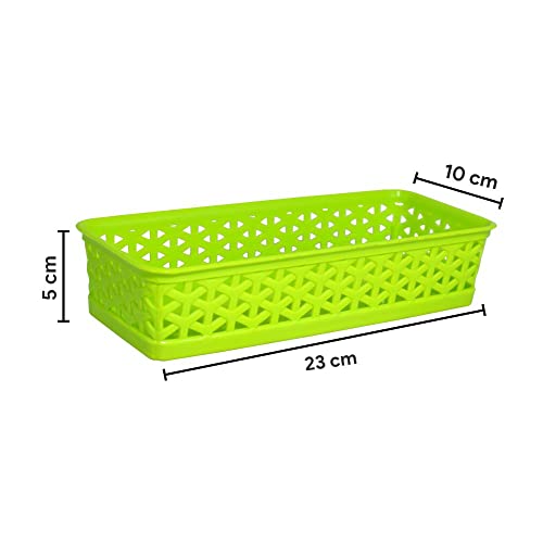 Image of Wonder Plastic Prime Alexa 9 Multipurpose Tokri for Drawer Dividers /Storage Tokri, Set of 6 Pcs, Green Color