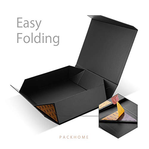 PACKHOME 17x14.5x5.5 Inches, 3 Extra Large Gift Boxes with Lids, Gift Boxes for Clothes and Large Gifts (Matte Black with Grid Pattern)