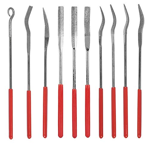 Bestgle - Bestgle 10Pcs Mini Diamond Needle File Set Jewelers Hand Files Tool Kit for Metal Ceramic Stone Jewelry Rough Carving Glass Filing, 140mm/5.1" Length