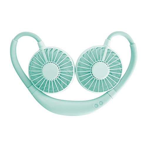Hands-Free Neckband Fan,Hand Free Personal Fan,Headphone Design Wearable Portable USB Rechargeable Neckband Mini Fan (3 Speeds, 5-10 Working Hours) (Green)