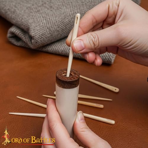 Image of Lord of Battles Genuine Bone Needle Holder Durable Sewing Tool Organizer Medieval Needles Storage Case for Sewing, Embroidery & Crafting Needles Storage (Bone Holder)
