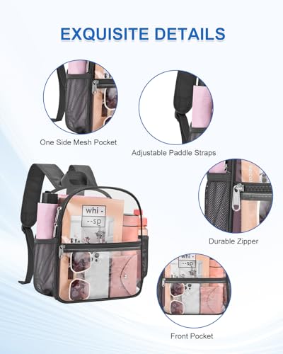 Image of Clear Backpack for Stadium Events, 12x12x6 Small Clear Plastic bag with Reinforced Straps for Game Security Festival Concert