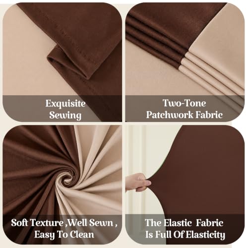 Image of 7.2FT 6FT Arch Backdrop Cover for Party, Set of 2 Stretchy Spandex Fitted Arch Stand Cover for Baby Shower, Birthday Wedding Decor, Chiara Backdrop Cover with Double-Sided Design(Nude, Brown)