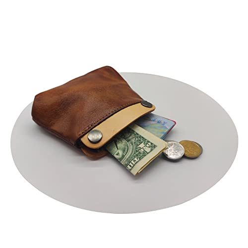 1 Pcs Leather Double Snap Coin Purse Wallet, Coin Organizer, Change Holder,Card Case, Leather Makeup Storage Bag for Men & Women4