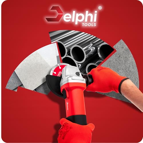 Delphi Tools Haakse slijper, 1500 W, 125 mm, toerentalregeling, koffer, doorslijpschijven en accessoires, soft start - Afbeelding 4
