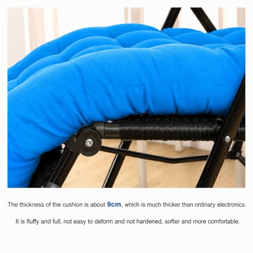 Image of KYNE Rocking Chair Cushion 18 x 50 Inch Thick Tufted Chair Cushion with Backrest and Seat Pad Soft Premium Fabric Polyester Filling Non Slip Indoor Outdoor Rocking Chair Cushion (Light Blue)
