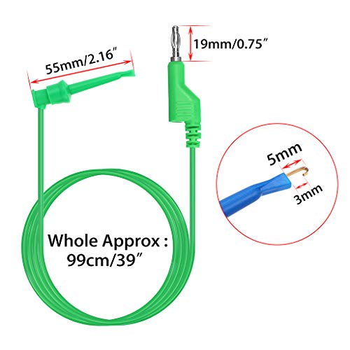 Image of Sumnacon 39 Inch Multimeter Test Lead Set - 5 Pcs Stackable Banana Plug to Minigrabber Test Hook Wire Cable Kit with Protective, Soft Silicone Flexible Wire Leads for Electrical Testing 500V /5A