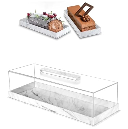 JyqPcm Vitrina expositora para repostería de panadería con Tapa Transparente， Bandeja Rectangular para Tartas,Adecuado para Bodas, Fiestas, propietarios de pastelerías, entusiastas de la repostería