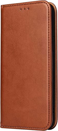 Funda cartera de cuero para iPhone 14 Plus con tarjetero color marrón