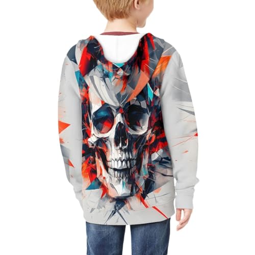Kids Cool Skull 3D Print Zip Up Hoodies Boy Girl Hooded Sweatshirt with Packet4