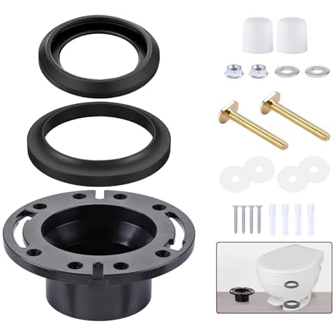 boeemi RV Toilet Flange Socketed 385345892 and RV Toilet Seal Kit Compatible with Aqua Magic Style Plus, Style II and Residence, Ball Seal 34120 & Mounting Hardware Kit with Bolt Cap Cover