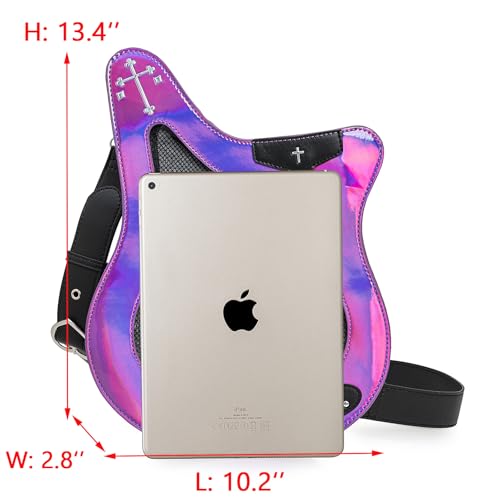 Rock Metal Guitar Ita Bag Crossbody Shoulder Bags Kawaii Cute Clear Window Pin Insert with a Removeable Strap