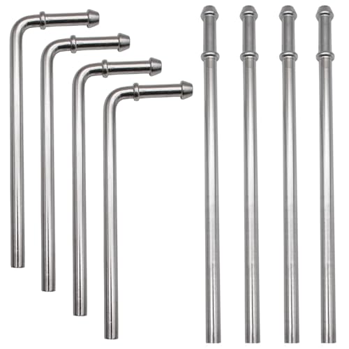 Ganluuree 8PCS 304 Stainless Steel Exhaust Hanger Rod Set Heavy Duty 3/8(10MM)Rod 4PCS 907.6 Long 4PCS Straight 10 Long Car Exhaust Pipe Muffler System Hanger Automotive Replacement Tailpipe Part