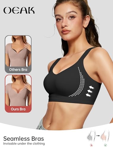 OEAK Womens Seamless Push Up Bras No Underwire Full Coverage Anti Sagging Comfortable Bras V Neck Bra Wireless Everyday Bra4