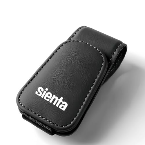 シエンタ 専用 メガネホルダー 車用 sienta ロゴ付き サングラスホルダー シエンタ X G Z ハイブリッド X グレード 適用 車 チケット カード ホルダー レザー製 サングラス クリップ 車用 収納 眼鏡ホルダー 取り付け簡単 1個 (ブラッ