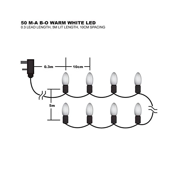 Premier Decorations – Lichterkette A LED für Innen und Außen, mit Zeitschaltuhr 50 LED's Bianco – Bild 4