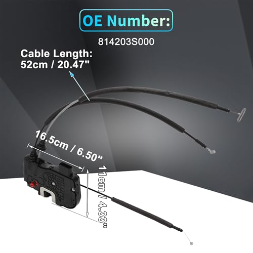 Image of X AUTOHAUX Replacement Rear Right Passenger Side Power Door Lock Actuator Motor with Cable for Hyundai Sonata 2011-2014 Door Latch Actuator Assembly No.814203S000 Black