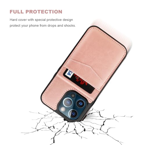 Image of KIHUWEY for iPhone 13 Pro Case Wallet Compatible with MagSafe Wireless Charging, Credit Card Holder, RFID Flip Leather Magnetic Clasp Kickstand Heavy Duty Protective Cover 6.1 Inch (Rose Gold)
