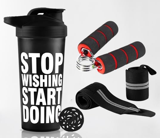 New Gym Shaker Combo for Men Combo Set for Men and Women Workout - Boost Your Workout with Gym Shaker, Wrist Band & Mini Gripper | 700ml Shaker Bottle | Wrist Support Band | Workout Gripper (Black)-image-13