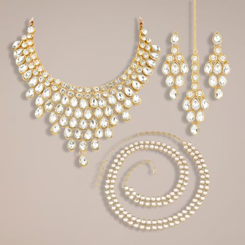 Image of Peora Ethnic Traditional Kundan Bridal Jewellery Set Gift for Women