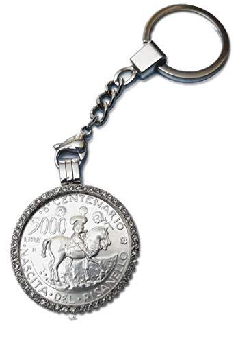 Llavero de monedas antiguas con colgante de plata de 5000 liras Generico Piisel 1995