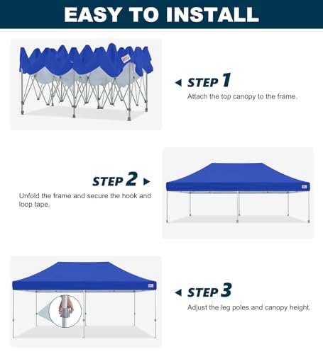 Image of MASTERCANOPY 10x20 Heavy Duty Pop Up Canopy Tent with Roller Bag(Blue)