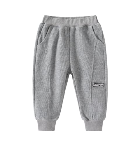 Irsutey Toddler Boys Active Jogger Sweatpants Kids Casual Athletic Solid Color Elastic Pull On Pants with Pocket 2 Pack