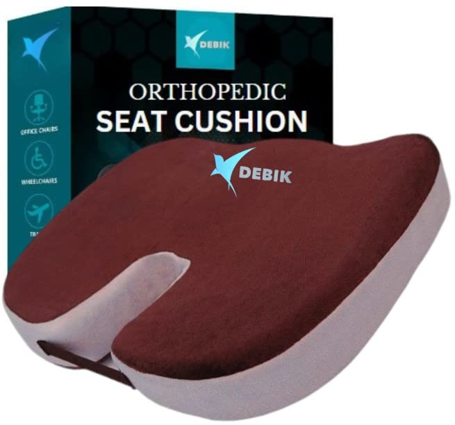 DEBIK® | Orthopedic Coccyx Seat Cushion for Tailbone, Sciatica, Lower Back Pain Relief Contoured Cushion for Office,Home,Chair, Wheelchair - Weight Upto 100 kg (45 X 36 X 8CM) (RED-Grey) (B0C11KSYK5) Amazon Price History, Amazon Price Tracker