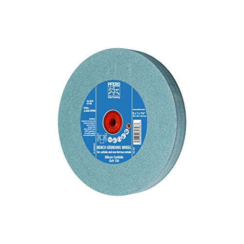 PFERD 61796 Bench Grinding Wheel, Silicon Carbide, 8" Diameter, 1" Thick, 1-1/4" Arbor Hole, 120 Grit, 3600 Maximum RPM