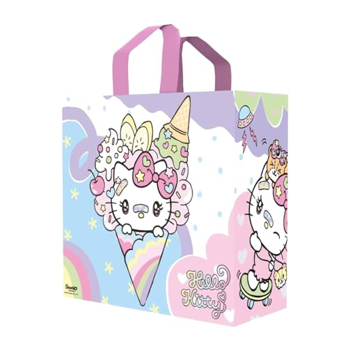 Konix Hello Kitty Bolsa de Compras 40 x 45 x 20 cm   Material reciclado   Blanco   Diseño de helado