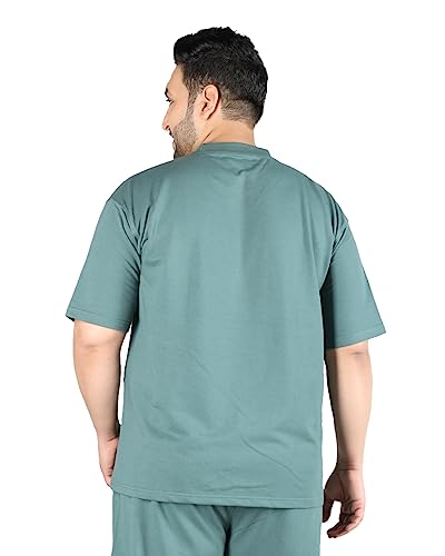 Image of CHKOKKO Men's Plus Size Terry Cotton Loose Fit Half Sleeves T-Shirt