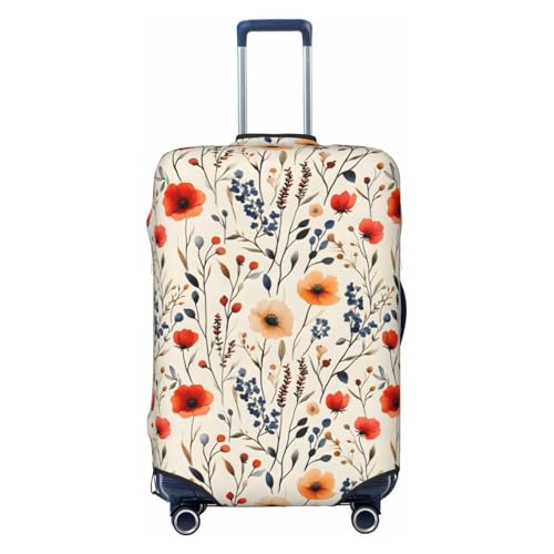 Elegant Flower W Print Travel Luggage Covers, Washable Suitcase Covers Protector for Luggage 18-32 Inch High Elasticity