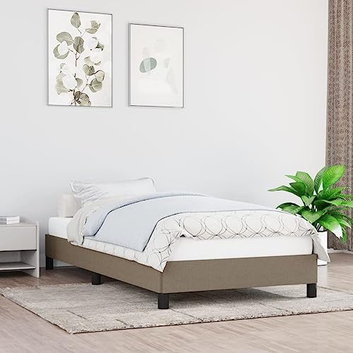 Mandloder Bettgestell Taupe 100x200 cm Stoff, Modernes Einzelbett ohne Matratze, Robustes Stoffbett mit Sperrholzlatten, Langlebiges Bett für...