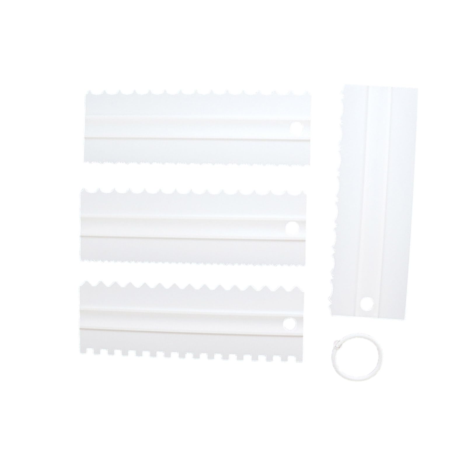 Vdaxvme White 4 Pcs Cake Cream Scraper Pastry Cutter Irregular Teeth Edge Smoother Tool Fondant Slicer Baking Tools Cake Baking