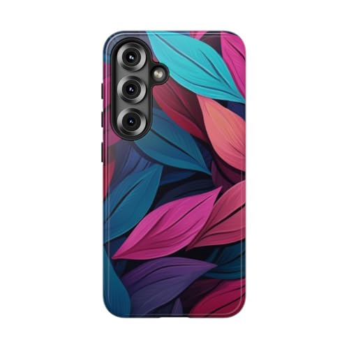 Coque Samsung S25 anti-rayures rigide et brillante au design feuilles