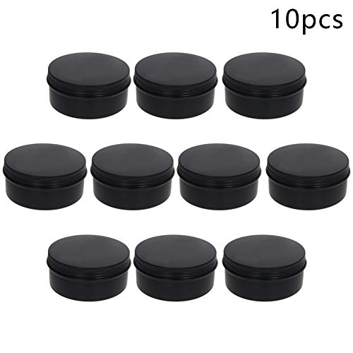 Image of Othmro 10pcs 5.1oz Black Aluminum Tin Cans with Screw Lid, 83 * 38mm (DxH) for Salve, Spices, Lip Balm, Tea or Candies 150ml