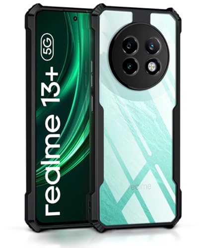Image of WOW IMAGINE Shock Proof Clear Back Case for Realme 13 Plus 5G | Realme P1 Speed 5G - AirEDGE Technology | 360 Degree Camera Protection | Transparent Hybrid Back Case Mobile Cover - Black