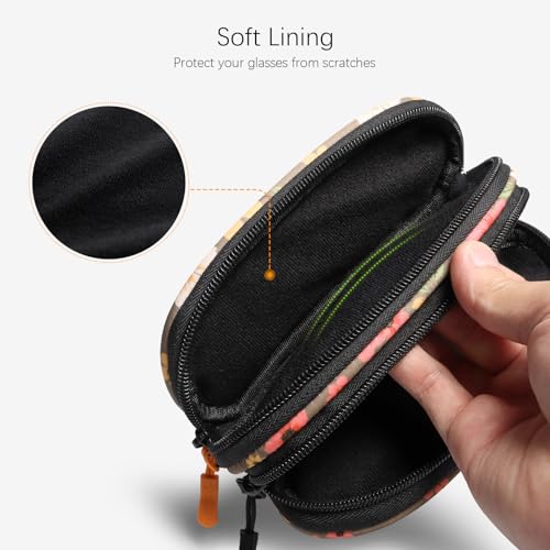 Image of Double Eyeglasses Case Soft Portable Zipper Sunglasses Pouch with Keychain Clip for Men Women