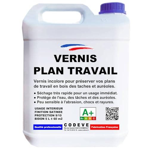 Vernis Plan De Travail - Codeve Bois - 5L - Intérieur - Incolore Pour Un Plan De Travail En Bois Massif, Stratifié Ou Lamellé.