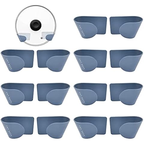 Cutefly 16Stk Topfdeckelhalter Deckelhalter Wand, Selbstklebend Halterungen-Set für Topfdeckel Pfannendeckel, Topfdeckelhalter Wandmontiert Halterung für Küche (Blau) Cover