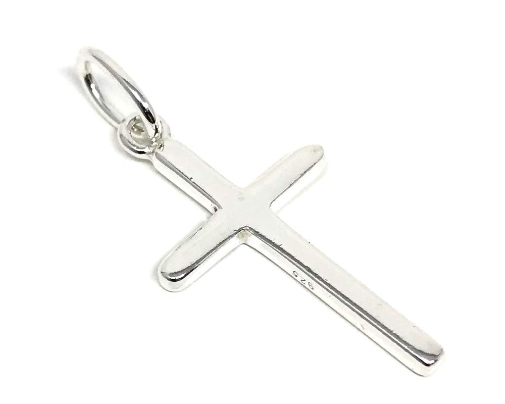 Petit pendentif crucifix en argent sterling 925 pour femme fille mère sœur fille baptême baptême avec boîte cadeau - La croix mesure 2,2 cm de haut x 1,3 cm de large
