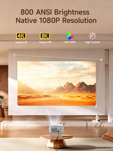 Image of [Android 14 & 800ANSI] Magcubic Mini Projector 4K 8K Support, Smart Projector Native 1080P with WiFi 6, Bluetooth 5.4, Auto Focus, Auto Keystone, 180 Rotation, Portable Projetor for Bedroom HY450Max