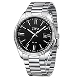 CIVO Analog Mens Watches Silver: Wrist Watches with Date Easy to Read - Dress Stainless Steel Watch for Men Gifts for Husband Father at Birthday Anniversary