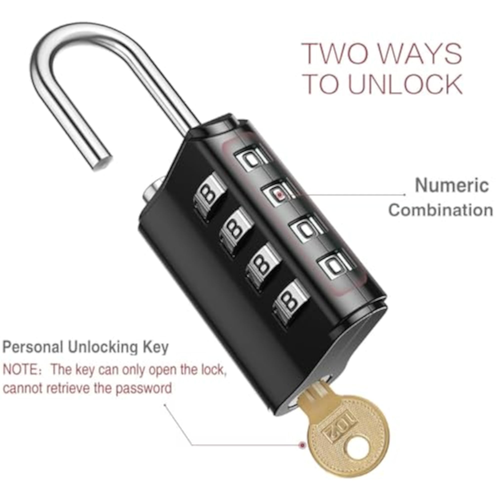 Combination Padlock, 4 Digit Combination Lock