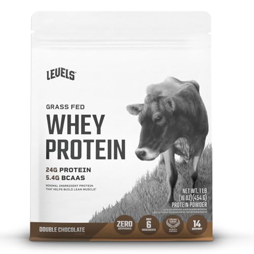 Image of Levels Grass Fed Whey Protein Powder, No Artificials, 24G of Protein, Double Chocolate, 1LB
